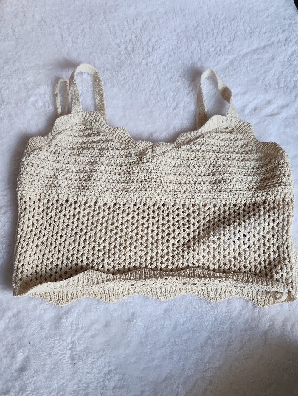 VERO MODA Cream Crochet Knit Cami Top - XS